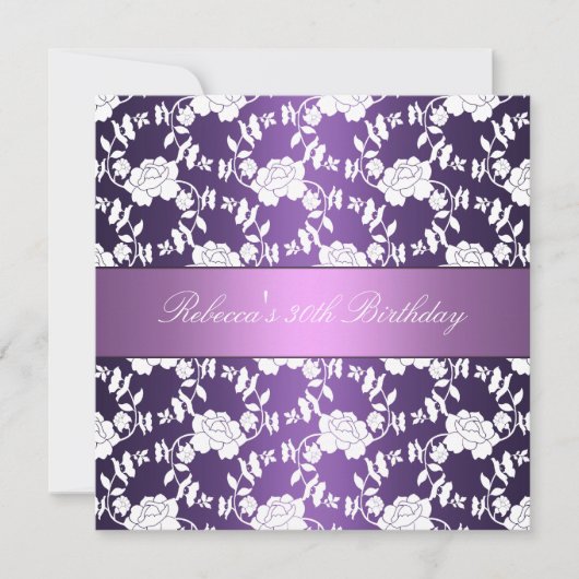 Invitation Floral blanc violet 30e anniversaire Elégant (Devant)
