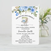 Invitation Floral Bleu A Trouvé Sa Fête des mariées Parfaite (Debout devant)