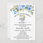 Invitation Floral Bleu A Trouvé Sa Fête des mariées Parfaite (Devant)