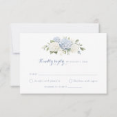 Invitation Floral Bleu Blanc Hydrangée Mariage RSVP (Devant)