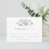 Invitation Floral Bleu Blanc Hydrangée Mariage RSVP (Debout devant)