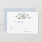 Invitation Floral Bleu Blanc Hydrangée Mariage RSVP (Devant / Derrière)