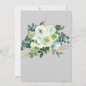 Invitation Floral Bleu Blanc Or Turquoise Mariage chrétien (Dos)