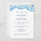 Invitation Floral bleu blanc roux fleurs pétales mariage (Devant)