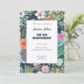 Invitation Floral bleu cactus verdure 40e (Debout devant)