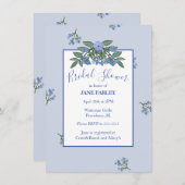 Invitation Floral bleu doux (Devant / Derrière)