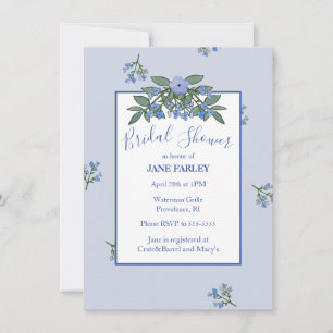 Invitation Floral bleu doux