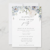 Invitation Floral Bleu Dusty Heureux Jamais Après La Fête (Devant)