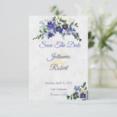 Invitation Floral bleu et jaune (Debout devant)