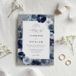Invitation Floral bleu et marine sur Mariage gris<br><div class="desc">Envoyez à vos invités une belle faire-part de mariage avec votre magnifique Floral Blue & Navy sur Grey Wedding Invitations.</div>