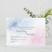 Invitation Floral bleu et rose religieux (Debout devant)