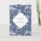 Invitation Floral bleu foncé tout en une dentelle Mariage ind (Devant)