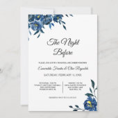 Invitation Floral Bleu La Nuit Avant Le Dîner De Répétition (Devant)