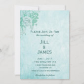 Invitation Floral bleu mariage (Devant)