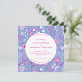 Invitation Floral Bleu Mariage moderne (Debout devant)