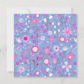 Invitation Floral Bleu Mariage moderne (Dos)