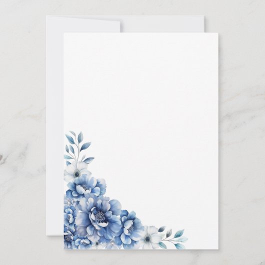 Invitation Floral bleu moderne 85e fête d'anniversaire (Dos)