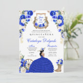 Invitation Floral bleu Ouest Mariachi Charro Quinceañera (Debout devant)
