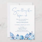 Invitation Floral bleu Quelque chose Fête des mariées bleue (Devant)