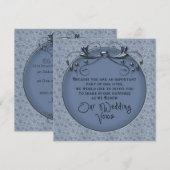 Invitation Floral Bleu - Renouvellement des voeux Mariages -  (Devant / Derrière)