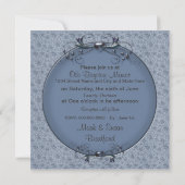 Invitation Floral Bleu - Renouvellement des voeux Mariages -  (Dos)