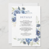 Invitation Floral bleu roux tout en un Mariage (Dos)