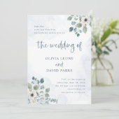 Invitation Floral bleu rustique | Mariage aquarelle (Debout devant)
