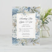 Invitation Floral bleu rustique Quelque Fête des mariées bleu (Debout devant)