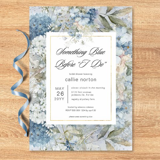 Invitation Floral bleu rustique Quelque Fête des mariées bleu