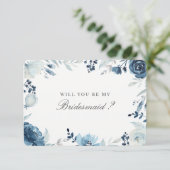 Invitation Floral Bleu Serez-Vous Ma Femme D'Accueil (Debout devant)