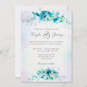 Invitation Floral bleu turquoise vert (Devant)