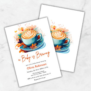 Invitation Floral bleu Un bébé brasse du Baby shower de café