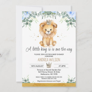 Invitation Floral Bleu Un Petit Baby shower Lion King