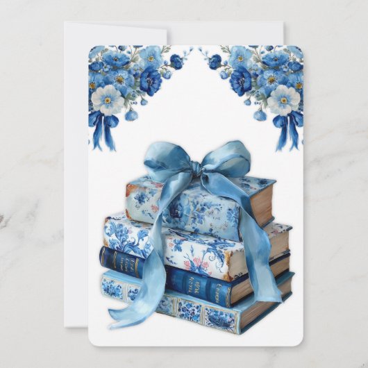 Invitation Floral Bleu Une nouvelle Fête des mariées de chapi (Dos)