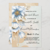 Invitation Floral bleu vintage (Devant / Derrière)