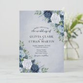 Invitation Floral bleu vintage (Debout devant)