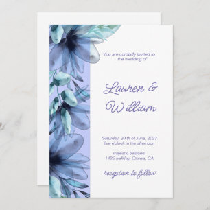 Invitation Floral bleu violet Mariage d'aquarelle Invit