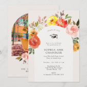 Invitation Floral Bloom Arch Photo Graduation avec Citation (Devant / Derrière)