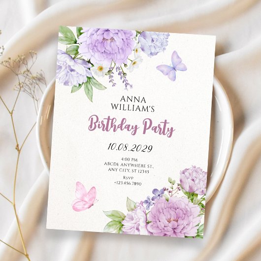 Invitation Floral bloom butterflies