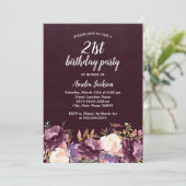 Invitation Floral Bloom Purple 21ème anniversaire (Debout devant)