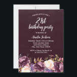 Invitation Floral Bloom Purple 21ème anniversaire<br><div class="desc">Plus joli Invitations Florales Anniversaire dans le Little Bayleigh Store!</div>