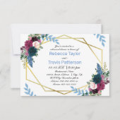 Invitation Floral Blooms Mod Blue - Dîner de répétition 3x5 (Devant)