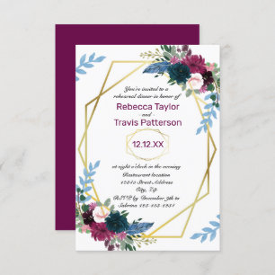 Invitation Floral Blooms Mod Plum V - Dîner de répétition 3x5
