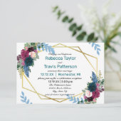 Invitation Floral Blooms Mod Turquoise -3x5 Mariage Annonce/R (Debout devant)