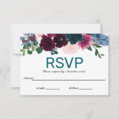 Invitation Floral Blooms Turquoise - RSVP (Devant)