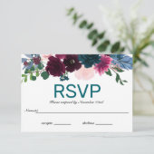 Invitation Floral Blooms Turquoise - RSVP (Debout devant)