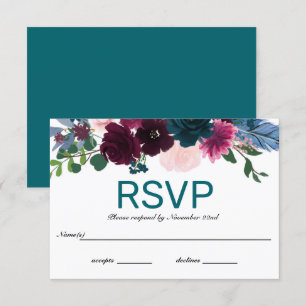 Invitation Floral Blooms Turquoise - RSVP