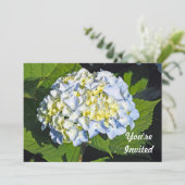 Invitation Floral Blue and Yellow Hydrangea Photo Anniversair (Debout devant)