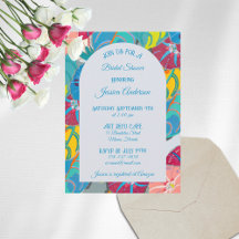 Floral Blue Elegant Art Déco Fête des mariées Vint