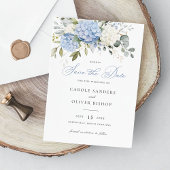 Invitation Floral Blue Hydrangea Mariage de verdure Date de s